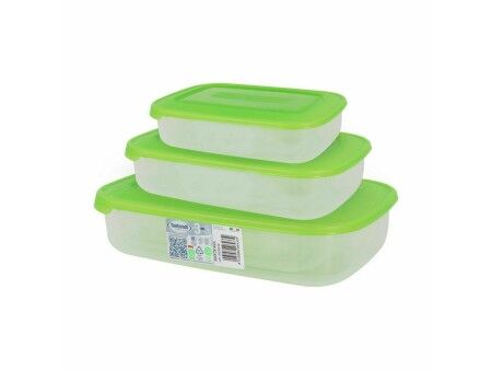 Set 3 Pojemników na Lunch Tontarelli Family Kolor Zielony Prostokątny 29,6 x 19,8 x 7,7 cm (20 Sztuk)