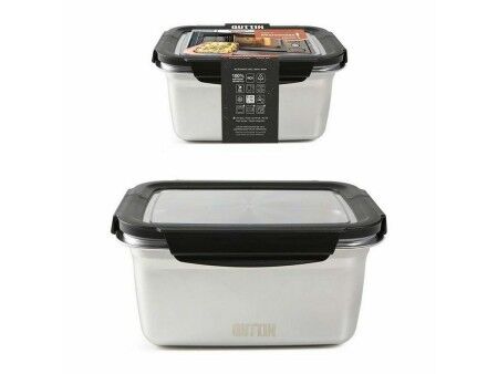 Hermetyczne pudełko na lunch Quttin Prostokątny Stal nierdzewna Srebrzysty Stal 2,6 L (12 Sztuk)