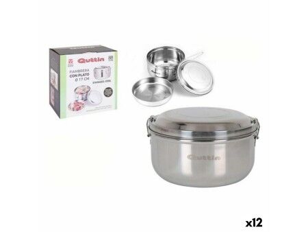 Okrągłe pudełko na lunch z pokrywką Quttin Stal nierdzewna Stal 17 cm (12 Sztuk) (Ø 17 cm)