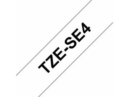 Laminowana Taśma do Drukarki Etykiet Brother TZE-SE4 Czarny/Biały 18mm Taśma zabezpieczająca