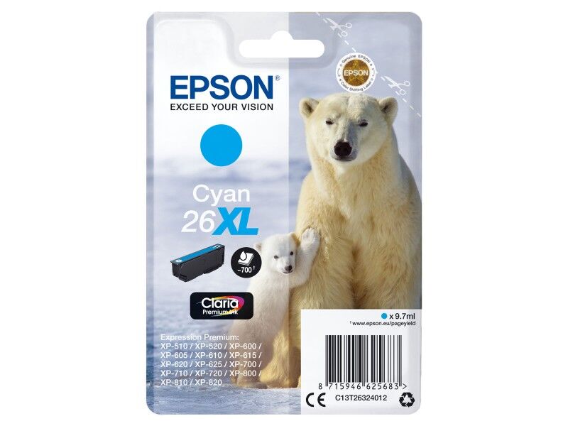 Oryginalny Wkład Atramentowy Epson C13T26324012 Turkusowy