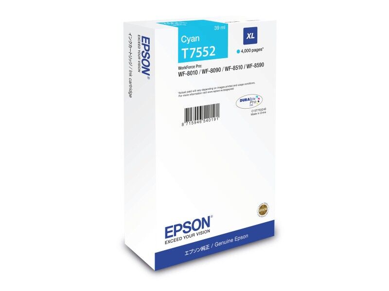 Oryginalny Wkład Atramentowy Epson T7552 Niebieski Turkusowy