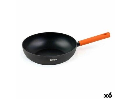 Patelnia Wok Quttin Gastro Czarny Pomarańczowy 47 x 29 x 8 cm (6 Sztuk)