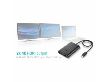 Adapter DisplayPort na HDMI i-Tec C31DUAL4KHDMI        Czarny 4K Ultra HD