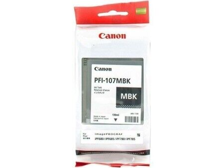 Oryginalny Wkład Atramentowy Canon PFI-107MBK Biały Czarny matowy