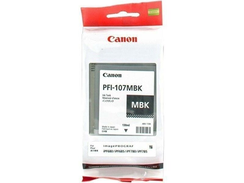 Oryginalny Wkład Atramentowy Canon PFI-107MBK Biały Czarny matowy