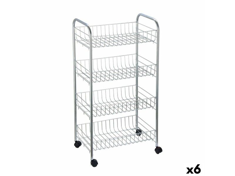 Wózek na Warzywa Confortime Srebrzysty Metal 41 x 26,5 x 76 cm (6 Sztuk)