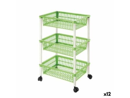 Wózek na Warzywa Tontarelli Mito 3 Plastikowy Kolor Zielony 40 x 29 x 62 cm (12 Sztuk)