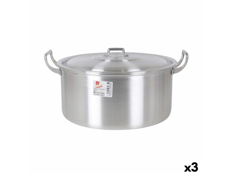 Garnek z Pokrywką Aluminium 41 x 33 x 19 cm (3 Sztuk)