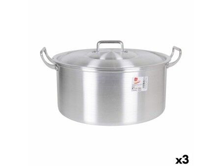 Garnek z Pokrywką Aluminium 43 x 36 x 16 cm (3 Sztuk)