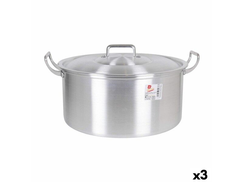 Garnek z Pokrywką Aluminium 43 x 36 x 16 cm (3 Sztuk)
