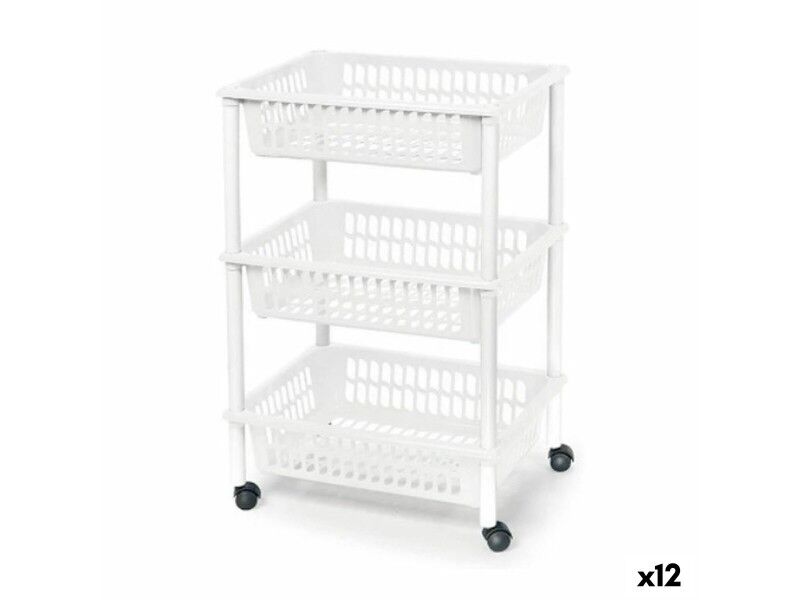 Wózek na Warzywa Tontarelli Mito 3 Plastikowy Biały 40 x 29 x 62 cm (12 Sztuk)