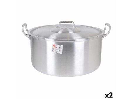 Garnek z Pokrywką Aluminium 45 x 39 x 22 cm (2 Sztuk)