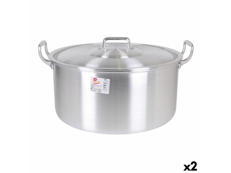 Garnek z Pokrywką Aluminium 45 x 39 x 22 cm (2 Sztuk)
