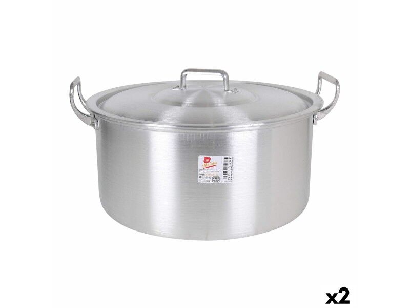 Garnek z Pokrywką Aluminium 44 x 39 x 21 cm (2 Sztuk)