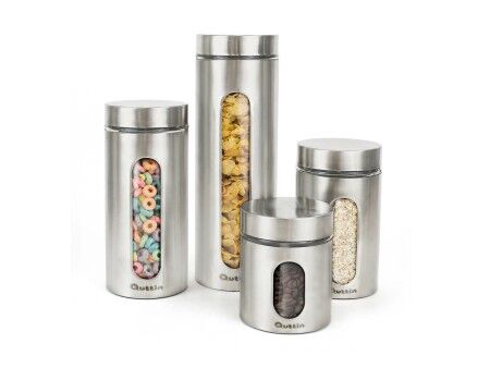 Soik Quttin Przezroczysty Srebrzysty Szkło Stal 2,2 L 10 x 10 x 30,5 cm (12 Sztuk)