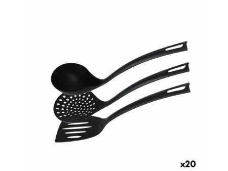 Zestaw Przyborów Kuchennych Quttin   Nylon Czarny 3 Części (20 Sztuk)