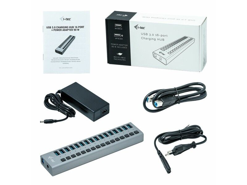 HUB USB i-Tec U3CHARGEHUB16 Szary 90 W
