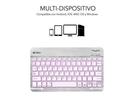 Klawiatura Bluetooth Subblim SUB-KBT-SMBL30 Wielokolorowy Srebrzysty Qwerty Hiszpańska QWERTY