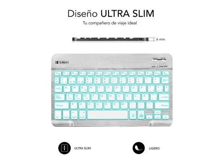Klawiatura Bluetooth Subblim SUB-KBT-SMBL30 Wielokolorowy Srebrzysty Qwerty Hiszpańska QWERTY