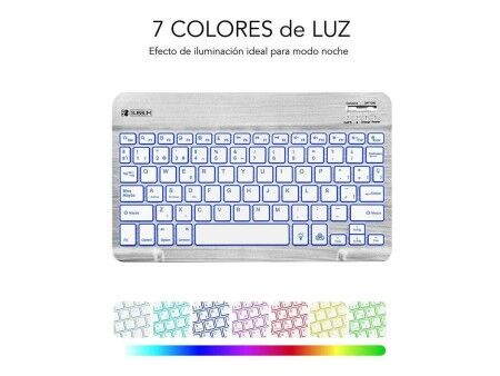 Klawiatura Bluetooth Subblim SUB-KBT-SMBL30 Wielokolorowy Srebrzysty Qwerty Hiszpańska QWERTY