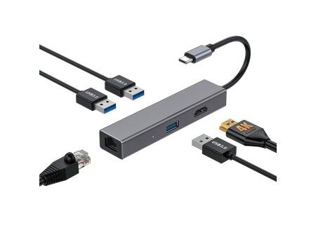 HUB USB CoolBox Hub miniDOCK4 USB-C Szary