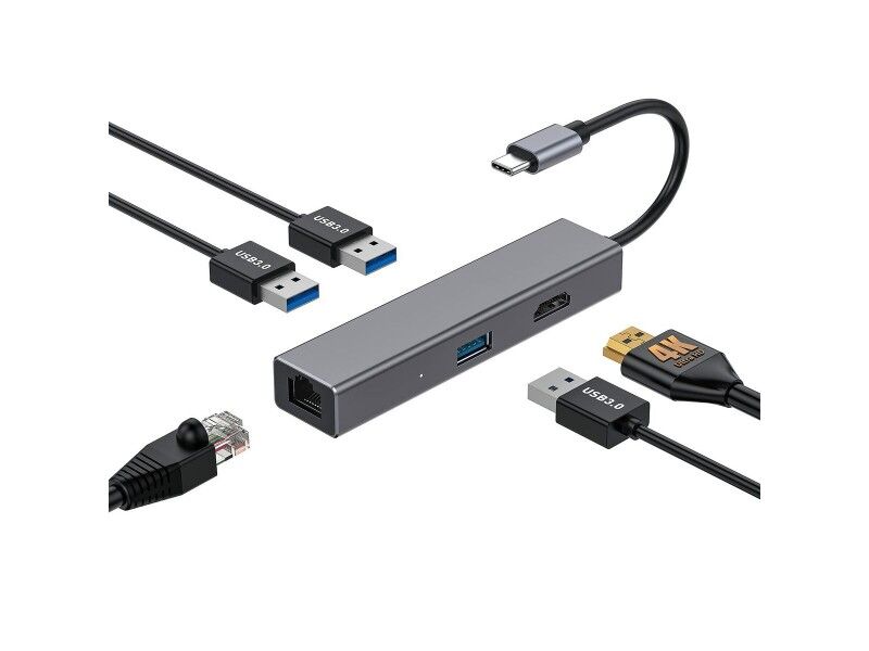 HUB USB CoolBox Hub miniDOCK4 USB-C Szary