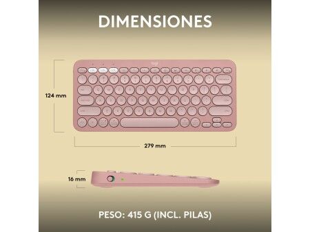 Klawiatura Bezprzewodowa Logitech K380s Różowy Qwerty Hiszpańska