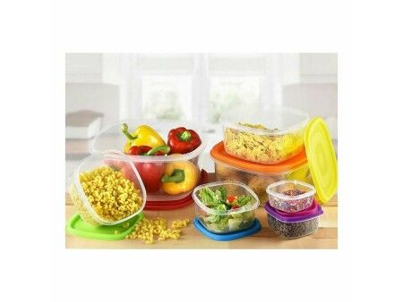 Set Pojemników na Lunch Privilege Wielokolorowy Układane w stosy Kwadratowy 7 Części (12 Sztuk)