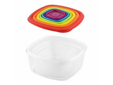 Set Pojemników na Lunch Privilege Wielokolorowy Układane w stosy Kwadratowy 7 Części (12 Sztuk)