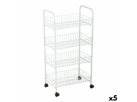 Wózek na Warzywa Confortime Biały Metal 4 Półki 36 x 26,5 x 86 cm (5 Sztuk)