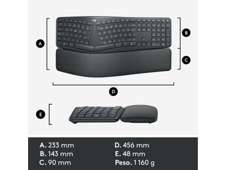 Klawiatura Logitech Ergo K860 Czarny Szary Grafit Qwerty Hiszpańska