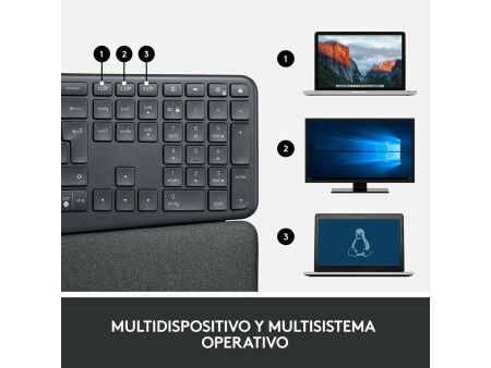 Klawiatura Logitech Ergo K860 Czarny Szary Grafit Qwerty Hiszpańska