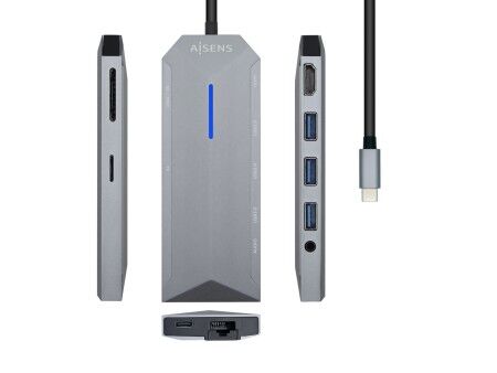 HUB USB Aisens ASUC-9P001-GR Szary 100 W (1 Sztuk)