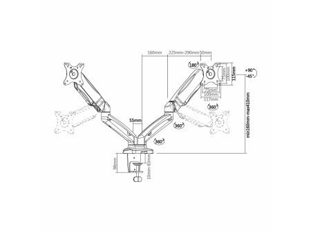 Uchwyt Stołowy do Monitora Aisens DT27TSR-045 27" 32"