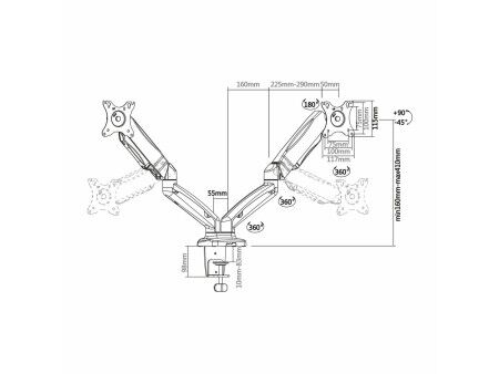 Uchwyt Stołowy do Monitora Aisens DT27TSR-045 27" 32"