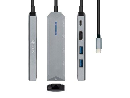 HUB USB Aisens ASUC-5P003-GR Szary 100 W (1 Sztuk)