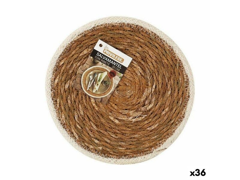Podkładki na stół Privilege Wodorosty Brązowy Z wykończeniem Ø 20 cm (36 Sztuk)