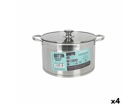 Garnek ze Szklaną Przykrywką Quttin Hermes Stal 10 L (4 Sztuk)
