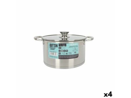 Garnek ze Szklaną Przykrywką Quttin Hermes Stal 5,5 L (4 Sztuk)