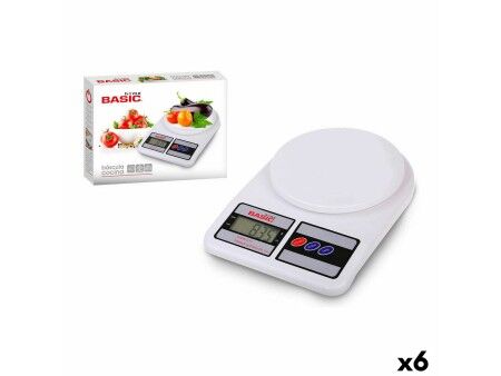 kuchennej wagi Basic Home Cyfrowy 7 kg Biały 23 x 16 x 3,6 cm (6 Sztuk)