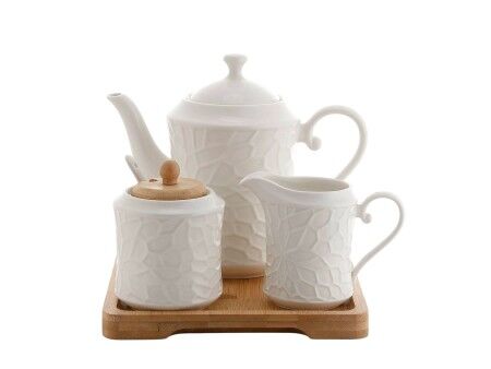 Dzbanek na herbatę Home ESPRIT Biały Bambus Porcelana