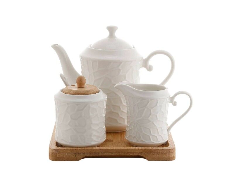 Dzbanek na herbatę Home ESPRIT Biały Bambus Porcelana