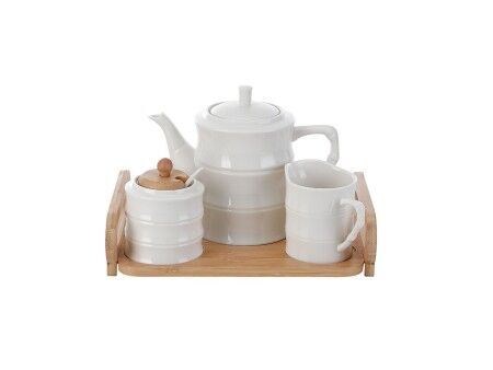 Dzbanek na herbatę Home ESPRIT Biały Bambus Porcelana