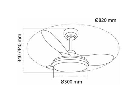 Wentylator sufitowy CristalRecord STEL EVO MINI RGB RETRAC Przezroczysty
