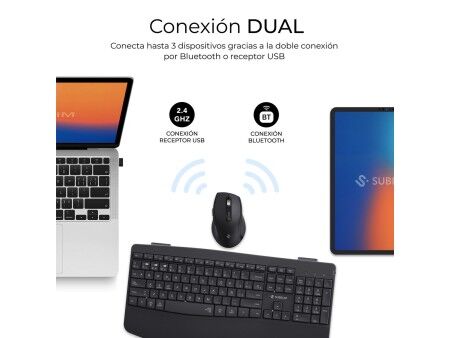 Klawiatura i Myszka Subblim OFFICE PROWAVE Czarny Qwerty Hiszpańska