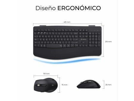 Klawiatura i Myszka Subblim OFFICE PROWAVE Czarny Qwerty Hiszpańska