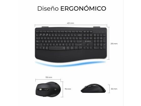 Klawiatura i Myszka Subblim OFFICE PROWAVE Czarny Qwerty Hiszpańska