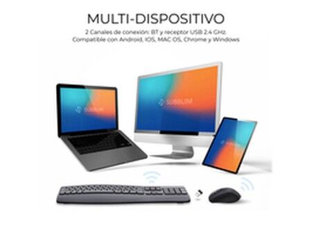 Klawiatura i Myszka Subblim OFFICE PROWAVE Czarny Qwerty Hiszpańska