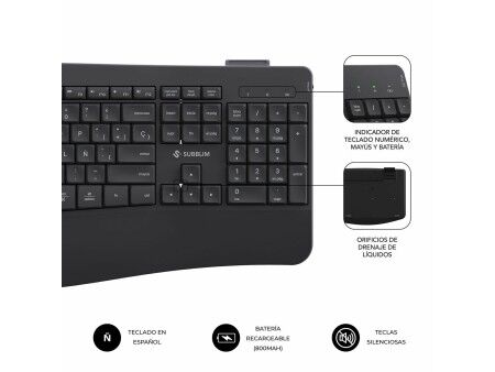 Klawiatura i Myszka Subblim OFFICE PROWAVE Czarny Qwerty Hiszpańska